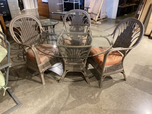 Grey Wicker Table with 3 Chairs