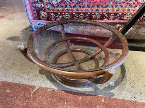 Bamboo Coffee Table with Glass Top