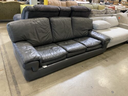 Gray Leather Lowboy Couch