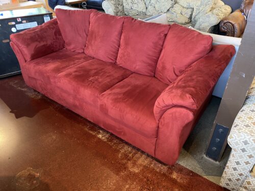Red Faux Suede 3 Seater Couch