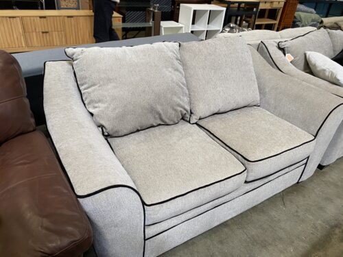 Light Grey Loveseat with Black Piping