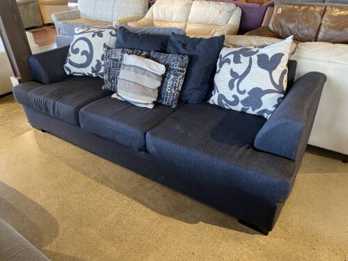 Navy Couch with Patterned Pillows