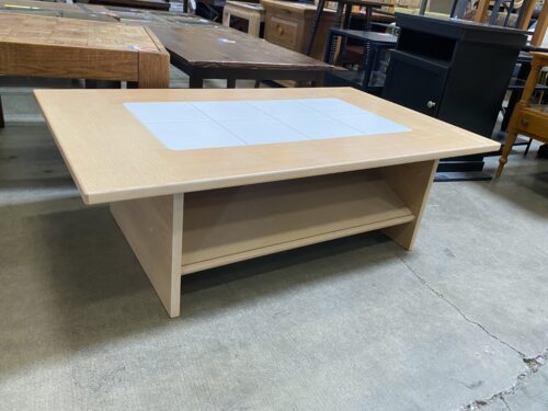 Light Wood Coffee Table with Tile Inlay