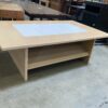 Light Wood Coffee Table with Tile Inlay