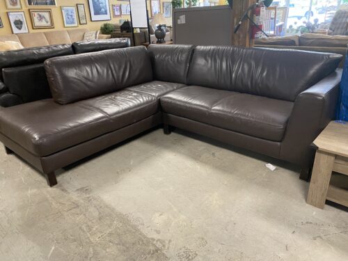 ITALSOFA Italian Leather Dark Brown Sectional