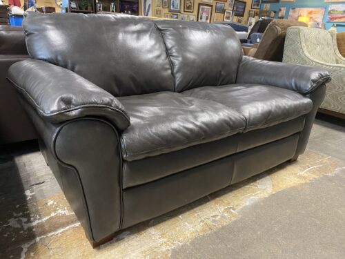 SUPERB CREATIONS Black Leather Loveseat