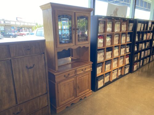 Traditional Oak Hutch with Glass Doors