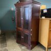 Cherry Stained 4 Door Clothing Armoire