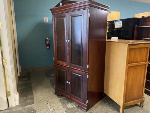 Cherry Stained 4 Door Clothing Armoire
