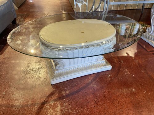 Pedestal Base Glass Top Coffee Table
