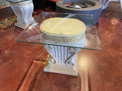 Pedestal Base Glass Top Side Table
