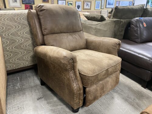 Brown Manual Recliner Chair w/ Nailhead Trim