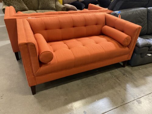 Orange Tufted Loveseat