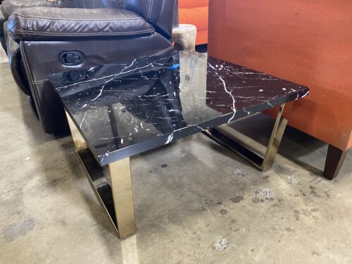 Black Marble Coffee Table with Gold Legs
