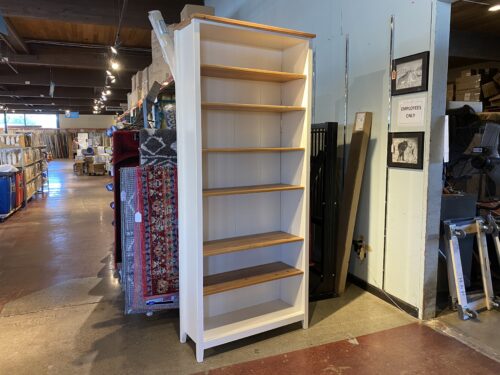 Towering White & Natural Adjustable Shelf Bookcase