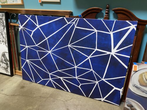 Shades of Blue with Geometric White Lines