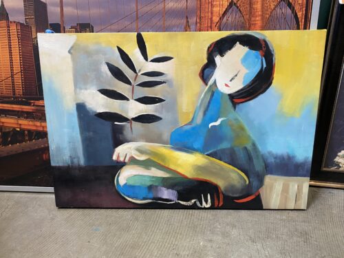 Abstract Woman and Plant Art Décor