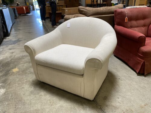 Lightweight Plush White Roll Arm Chair