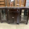 SCHNADIG Vintage Dark Wood Red Marble Topped Wine Rack Buffet