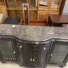 SCHNADIG Vintage Dark Wood Red Marble Topped Wine Rack Buffet