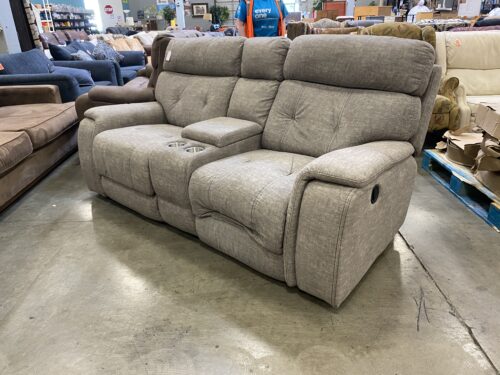 Steely Dappled Grey Double Manual Recliner with Center Console