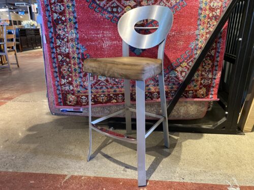 Brushed Stainless Barstool, Cocoa Cushion
