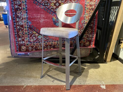 Brushed Stainless Barstool, Grey Cushion