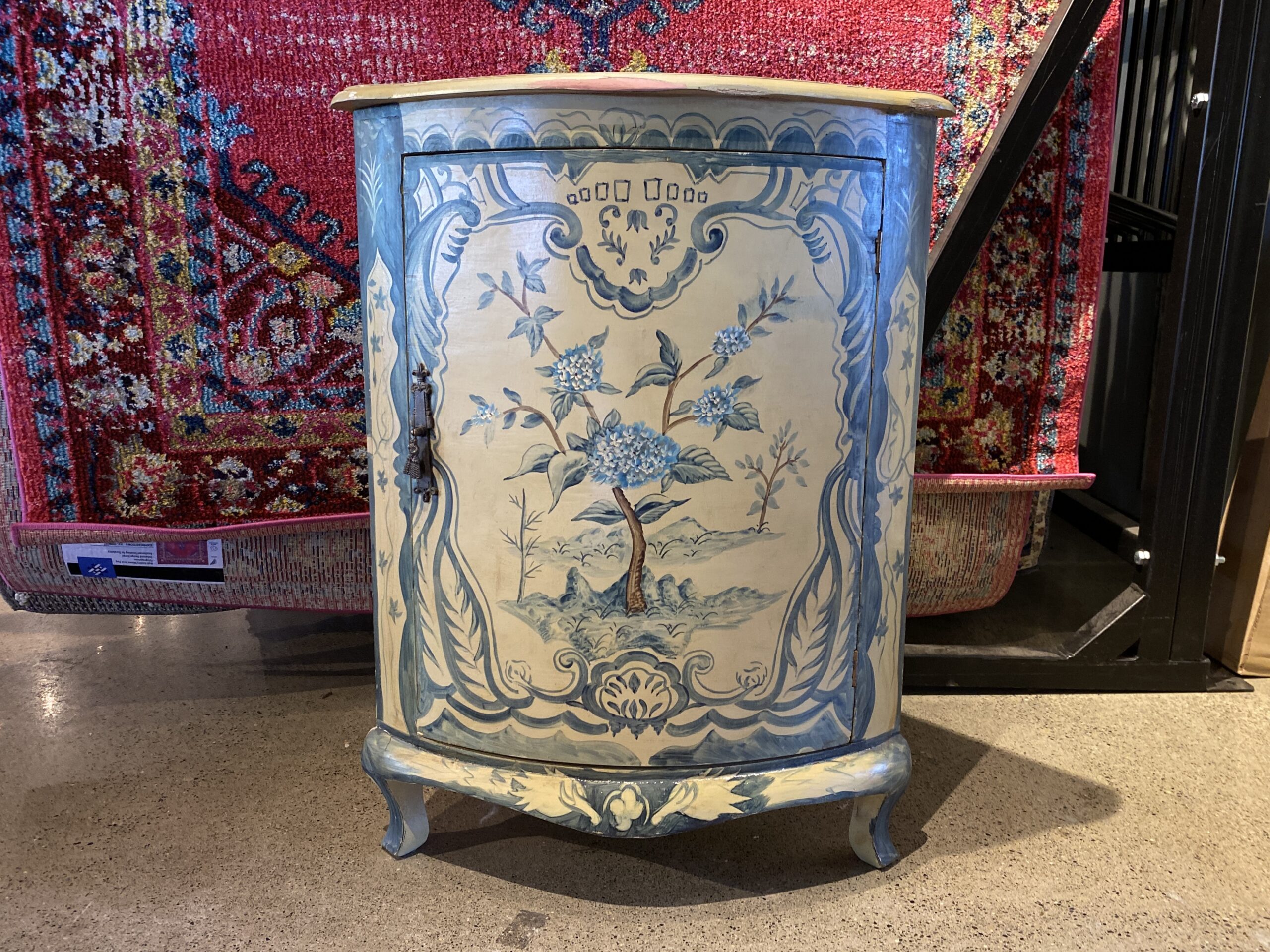 Cottagecore Hand Painted Corner Cabinet