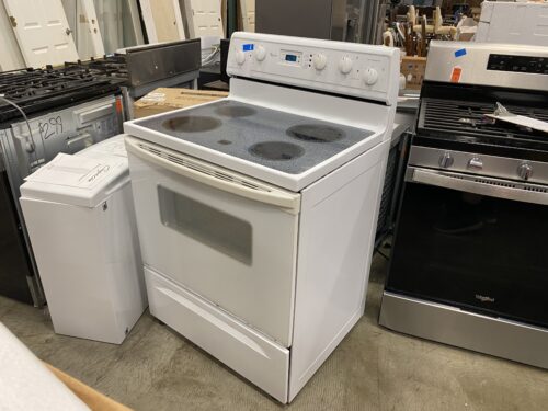 WHIRLPOOL White 4 Burner Glass Top Stove Model #RF361PXKQ
