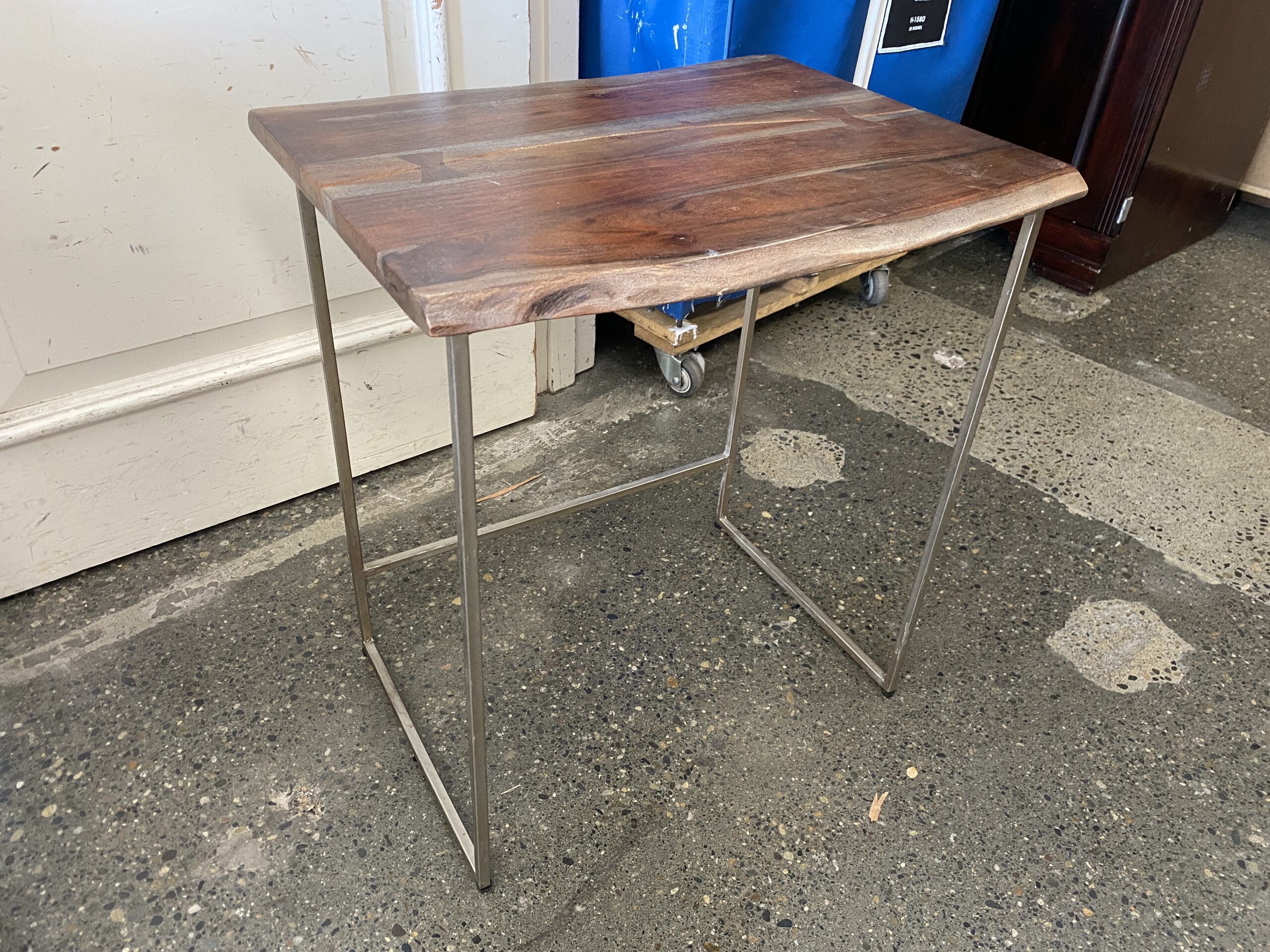 Rustic Metal & Wood Side Table