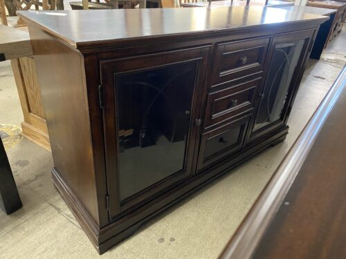 Dark Brown Glass Door TV Stand