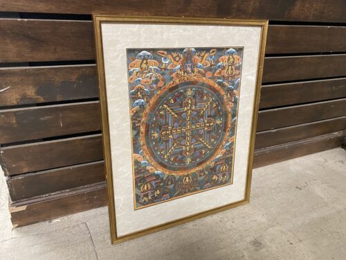 Hand Painted Framed Buddhist Wheel of Life