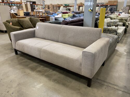 CRATE & BARREL Sleek Light Grey Square Arm Sofa