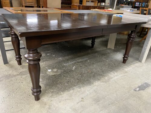 Dark Brown Extendable Dining Table w/ 2 Leaves