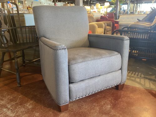 Stone Grey Manual Recliner Armchair w/ Stud Trim