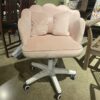 Blush Pink Petal-Back Office Chair w/ Bow Pillow