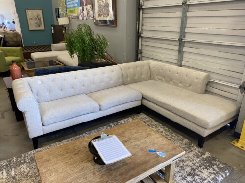 ABBYSON Clean Grey Roll Arm Tufted Sectional