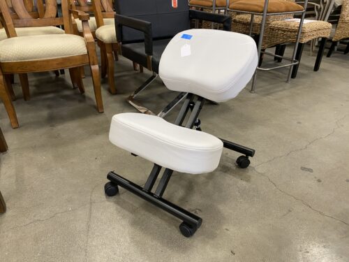 White Pleather Rolling Posture Chair