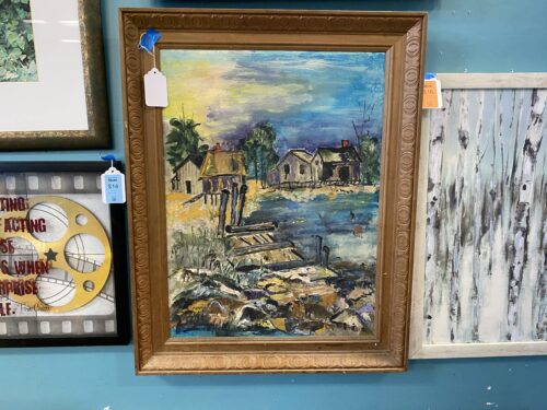 Carved Moons Wood Framed Original Cabin Art