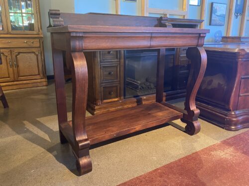 Old School Scrolling Leg 2-Drawer Table