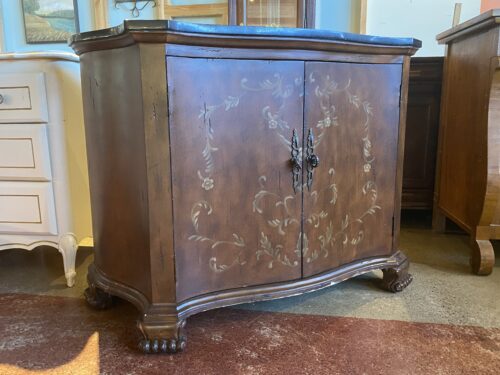 Shapely Black Marble Top Buffet w/ Floral Door