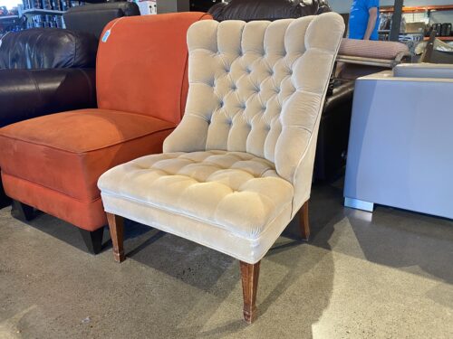 Plush Champagne Tufted Armchair