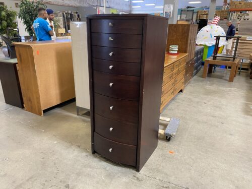 Red Wood Arched 8 Drawer Lingerie Dresser with Frosted Glass Top