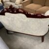 FRANCESCA IMPORTS Cherry Wooden Loveseat w/ Intricate White Fabric