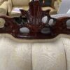 FRANCESCA IMPORTS Cherry Wooden Loveseat w/ Intricate White Fabric