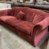 Vibrant Red Clamshell Backed Roll Arm Sofa