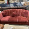 Vibrant Red Clamshell Backed Roll Arm Sofa