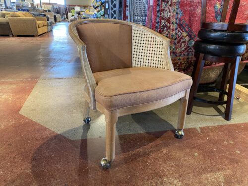 Old School Rattan Side Rolling Dining Chair