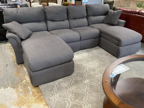 Dark Grey Modular Sectional Manual Recliner w/ 2 Loungers