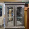 Grey Lighted China Cabinet w/ Mirror